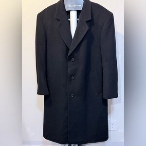 Silver Cloud Cashmere Wool Blend Elegant Black Men's Trench Coat